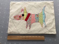 Throw Pillow Cover - appliqued dog on front panel - 15.5" x 11.5"