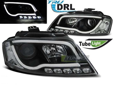 Ajovalot LED DRL LTI-valoputken sisällä for AUDI A3 8P FL 08-12 Musta LPAUA0WL X