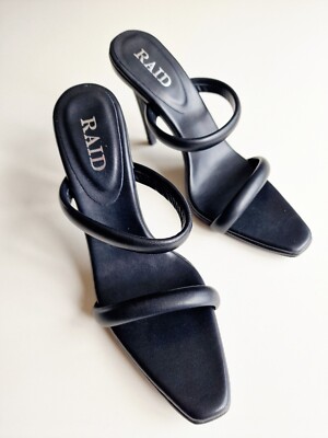 RAID Wide Fit Lillie stiletto heeled mules in black Open Toe UK - Main Image