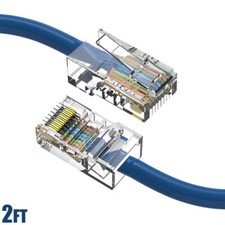 2FT Cat6 RJ45 Ethernet LAN Network UTP Non Booted Patch Cable Copper 24AWG Blue