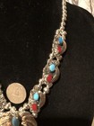 Estate Sale SLEEPING BEAUTY Turquoise & RED CORAL Squash Blossom Necklace — photo 3