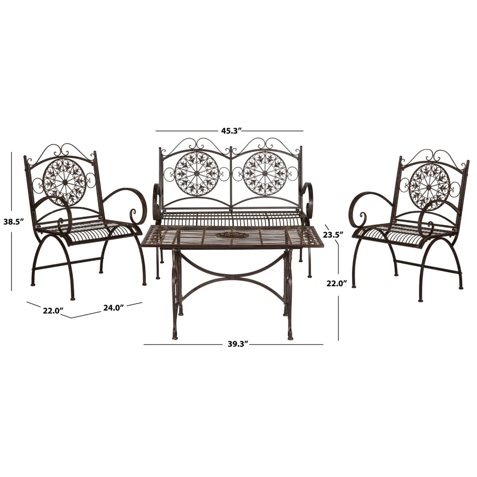 SAFAVIEH Colección Exterior Sophie Juego de 4 Piezas | Marrón Rústico | Foto 3 de 4