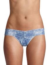 hanky panky Women's Chambray Lace Splash Thong Color Blue One Size Fit