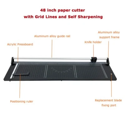 TECHTONGDA 48'' Rotary Paper Trimmer Cutter Manual Precision Paper Trimmer with Grid Lines