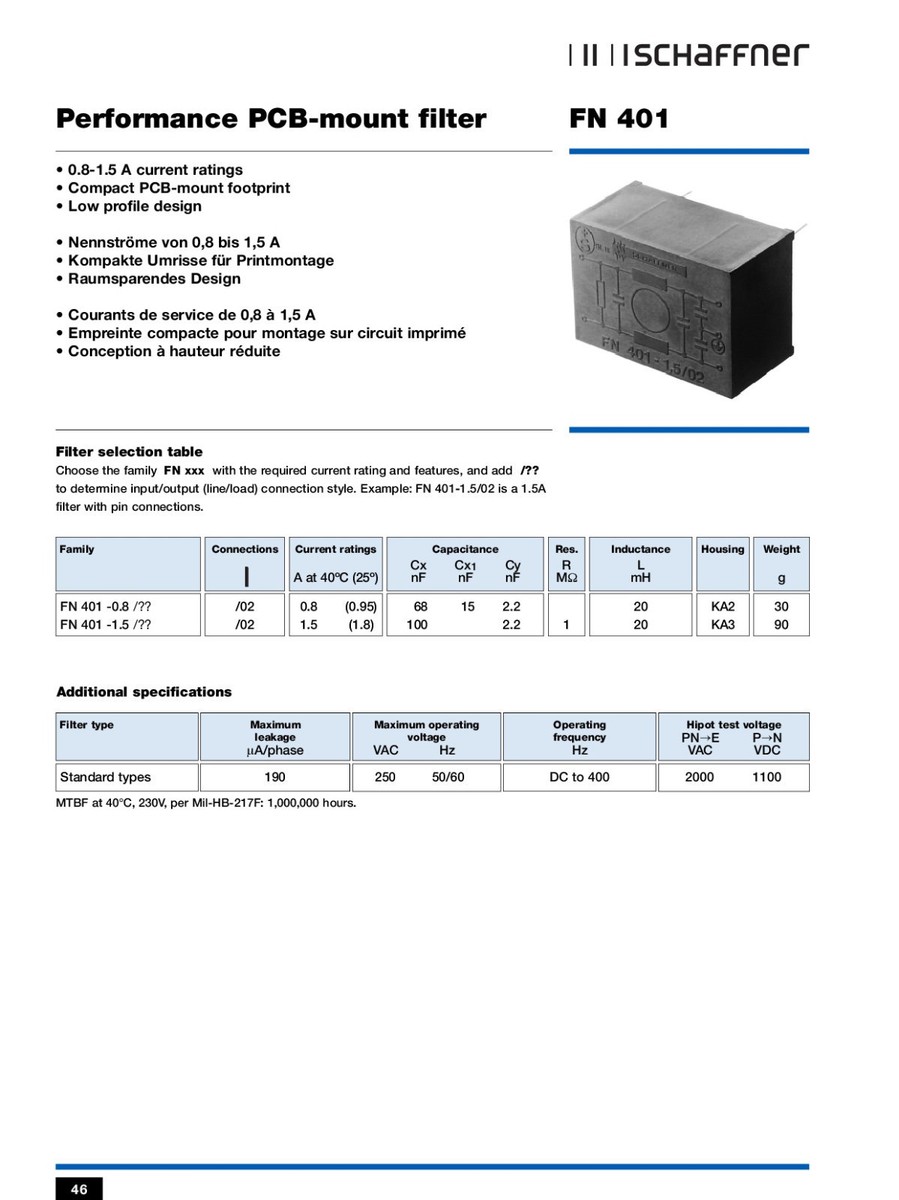 FN 360-4/06 Schaffner | Filtro IEC Schaffner Con Conector C14, 250 Vac - Foto 4