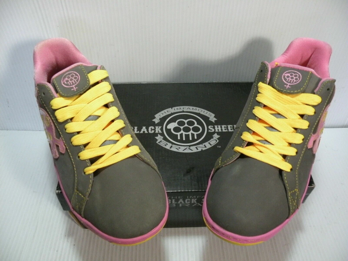 THE IMFAMOUS BLACK SHEEP BRAND SKULL WOMEN SHOES GREY PINK YELLOW