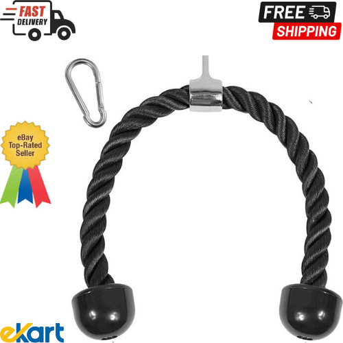 Accesorio de cable de cuerda de tríceps Yes4All Deluxe, 27 pulgadas con colores negros, ejercicio