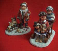 2 X CHRISTINE HAWORTH FIGUREN TEDDIES SCHLITTENFAHRT & SANTA'S LITTLE HELPER