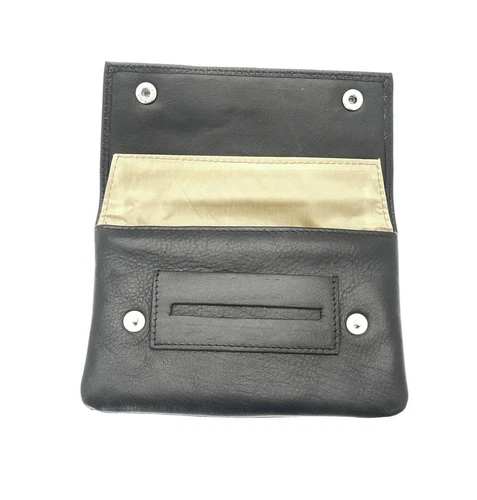 Premium Soft Black Leather Cigarette Rolling Tobacco Pouch Case Organizer