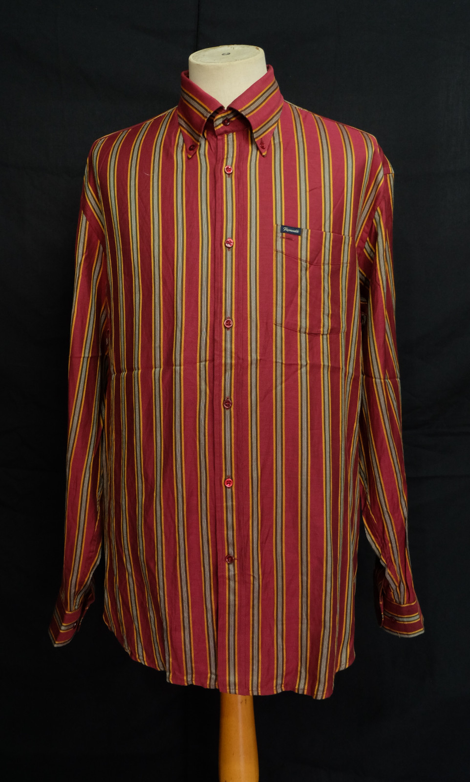 Faconnable Button Down Multicolor Herringbone Str… - image 1