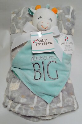 Baby Starters Giraffe Dream Big Security Blanket Lovey Set of 2 Gray Blue NWT