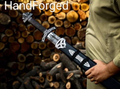 The Northman Sword Hand Forged Damascus Steel Viking Sword With Wooden Sccabbard
