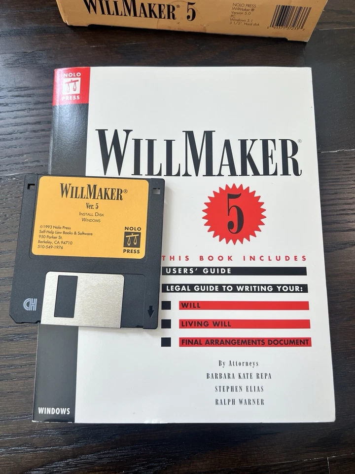 Will Maker Version 5 For Windows Book And 3.5” Floppy Disk NOLO Press - Image 4 of 4
