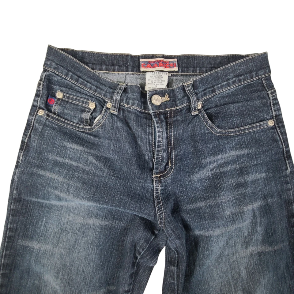 Z Cavaricci Jeans Womens 5 27x31 Bootcut Dark Blue Wash Aged Denim Flare Stretch - Image 4 of 4