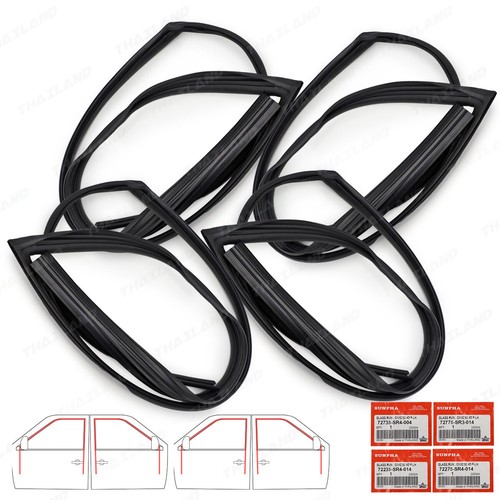 For Honda Civic Sedan 1992 '95 Set 4Dr Glass Run Channel Rubber Seal Door - Picture 3 of 8