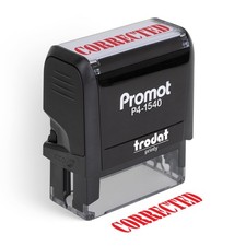 Corrected Self Inking Rubber Stamp Red Ink Office Business Paperwork