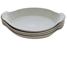 Set Of 4 Vintage Pillivuyt France White Au Gratin Dishes Scalloped 10" x 5.75  