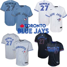 YOUTH Vladimir #27 Guerrero Stitched Jersey Powder Blue/White/Black/Gray