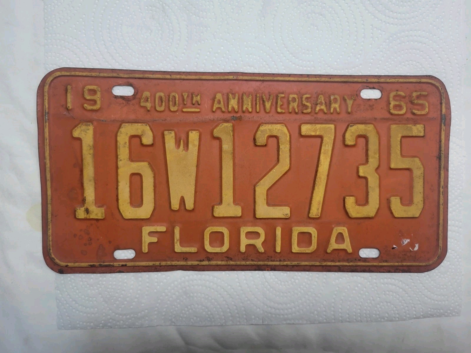 1965 65 FLORIDA FL LICENSE PLATE TAG ANTIQUE VEHICLE CAR 400 Anniversary 