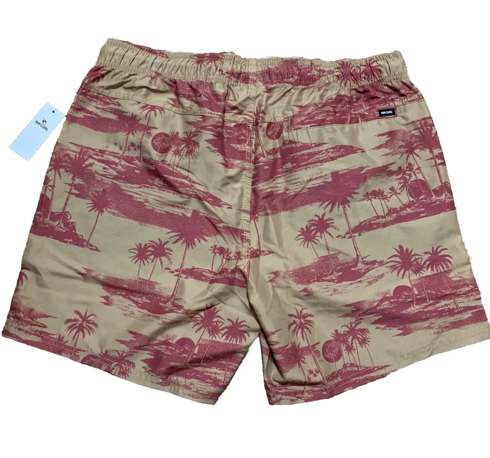 Rip Curl Floral Men’s Board Shorts XL Brand New Tan Red Tropics Elastic Surfing - Image 4 of 4