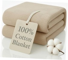 100 Cotton Blanket King Size 108x90 - Lightweight King 108X90 Beige