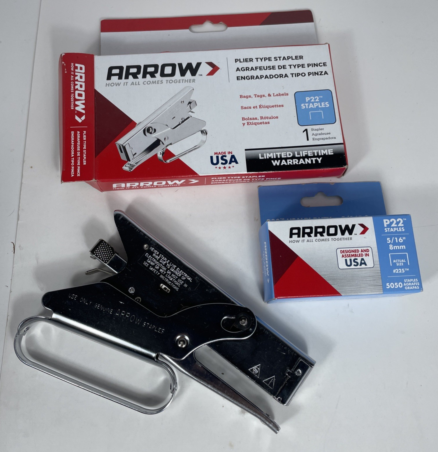 Arrow Fastener P22 Heavy Duty Plier Type Stapler + full BOX 