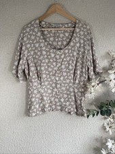 Jeff Banks Beige  White Floral Viscose Button Front Blouse UK 14 Summer Top