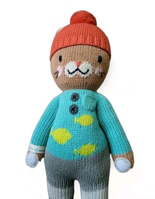 Cuddle + Kind Cat Knit Plush Hipster Beanie  Fish Sweater Puru Maximus 14'' Doll