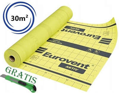 EUROVENT  AKTIV Eine Zweilagige AKTIVE DAMPFBREMSE 1,5x20m=30qm KLIMAMEMBRAN
