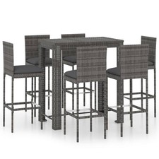 2 4 6 Seater Garden Bar Set Table & Chair Stools with Cushions Outdoor Furniture