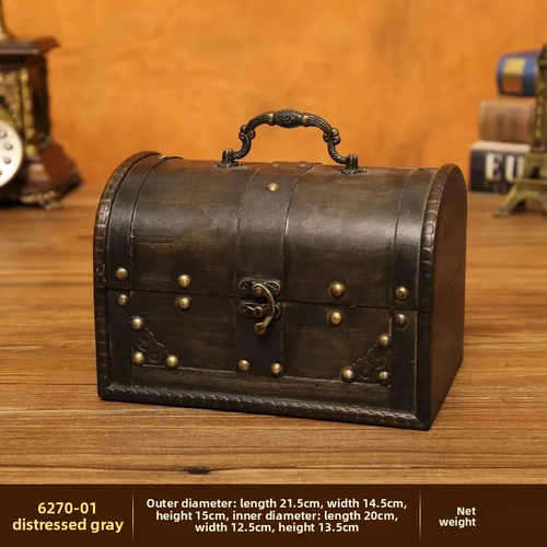 Retro Lockable Wooden Storage Box Jewelry Display Case Photography Prop Escape R - Picture 12 of 15