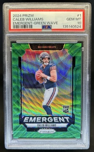 2024 Panini Prizm Caleb Williams Emergent RC Green Wave Rookie #1 Bears PSA 10