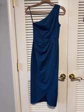 NWT Zalalus Women's Sexy One Shoulder Cutout Ruched Bodycon Sleeveless Slit