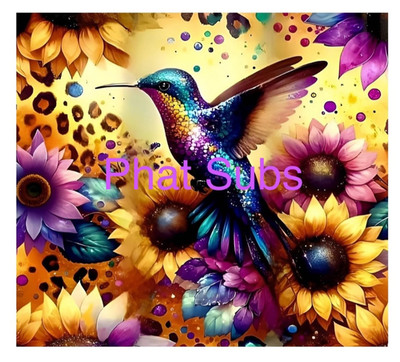20oz Sublimation Tumbler Wrap Hummingbird Sunflowers Ready To Press Transfer