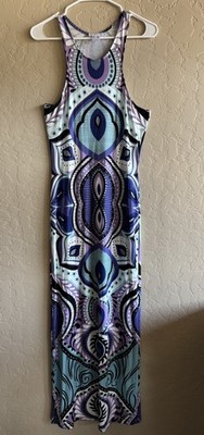 Venus  Long Maxi  Woman s Medium Dress Keyhole Back Sleeveless Multi Print NWOT