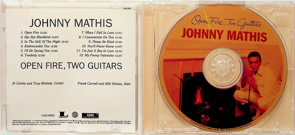 JOHNNY MATHIS Open Fire Two Guitars GOLD 24k DISC Mastersound CD 1994 Audiophile - Image 2 of 3