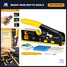 All-in-One Ethernet Crimp Tool Kit - Pass Through RJ45 Crimper, Cable Tester  S