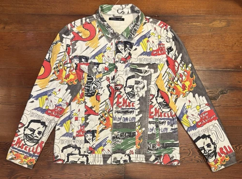 Embellish “Wicked Funhouse” Denim AOP Jacket 2XL Horror Streetwear RARE - product listing photo