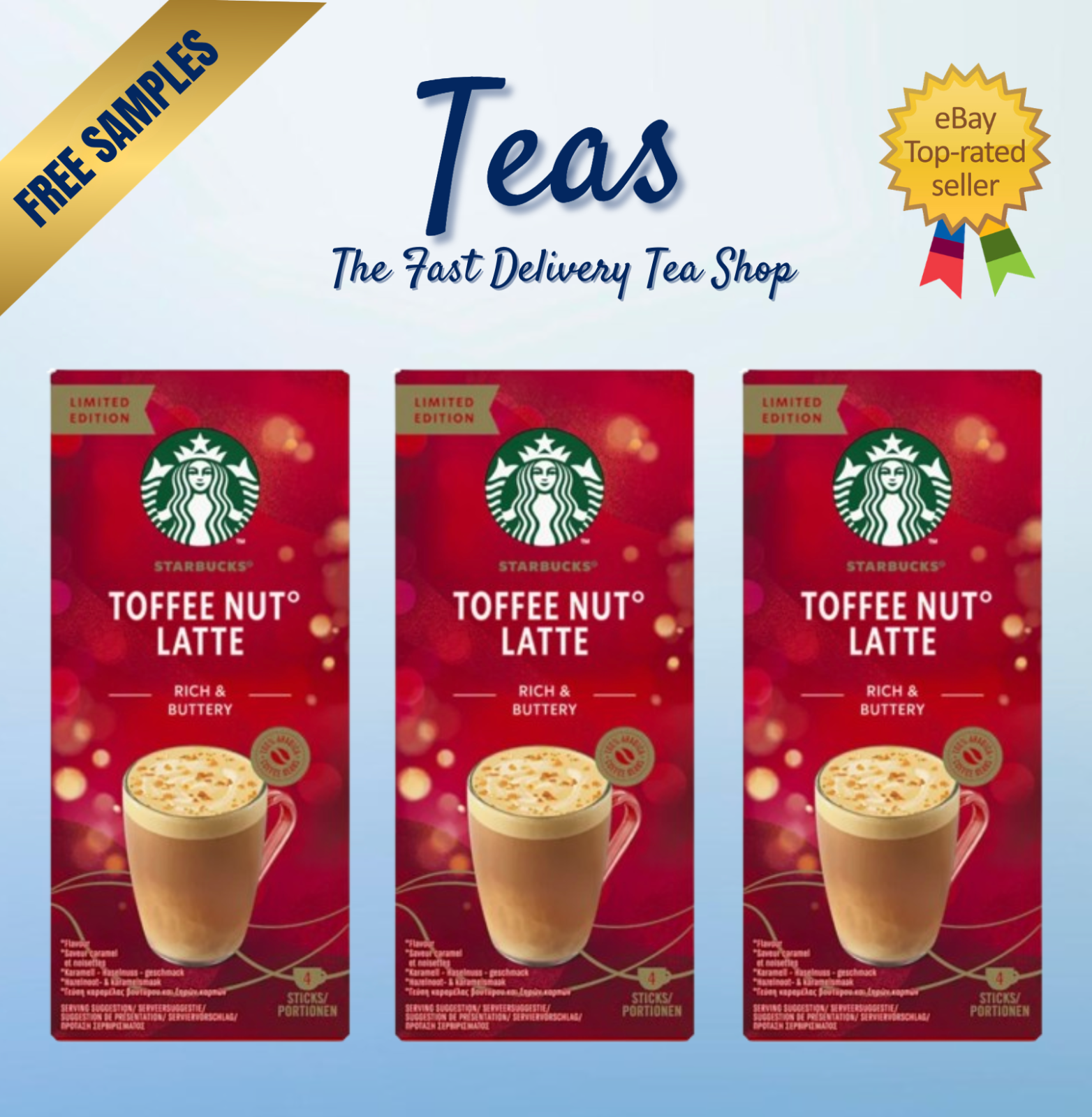 STARBUCKS TOFFEE NUT LATTE Instant Coffee | 3 x Box | 12 x Sachets | FAST UK P&P
