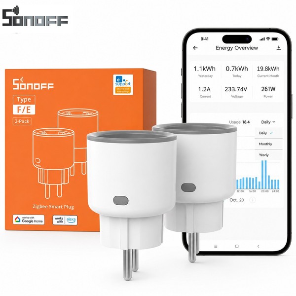 2StüCk Sonoff Zigbee Plug Smart Steckdose 4000W 16A Energiemessung App-Steuerung-image