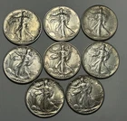 1942-1945 XF TO AU+ WALKING LIBERTY HALF DOLLAR LOT / 8 COINS