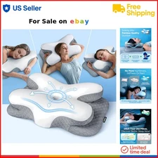 Memory Foam Cervical Neck Pillow Ergonomic Zoned Cooling Support for Sleep