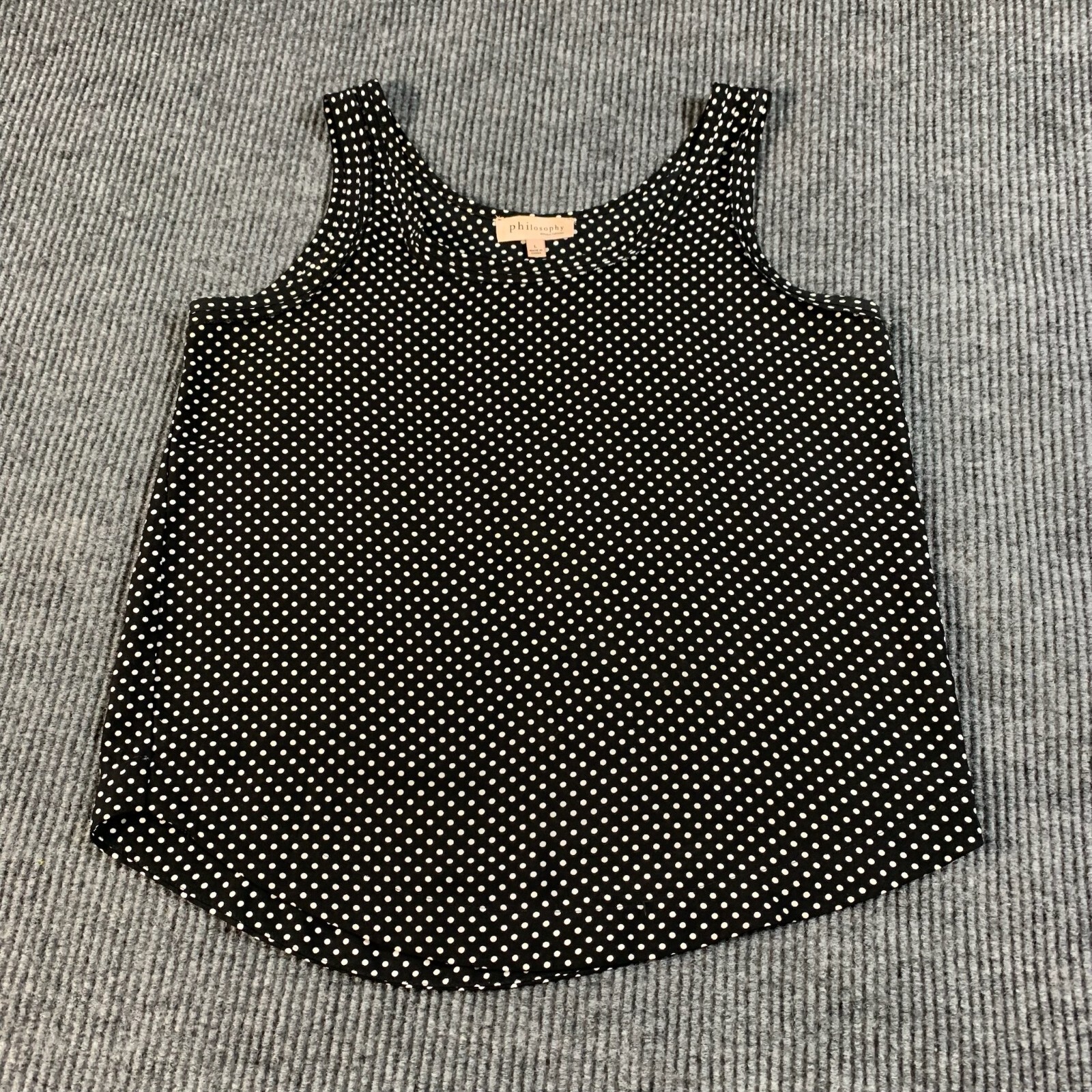 Philosophy Top Womens L Large Black Polka Dot Sleeveless Lightweight Casual Cute