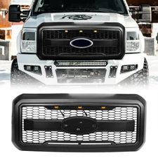 Black Raptor Style Grille w/Emblem Hole For 11-16 Ford F250 F350 F450 Super Duty