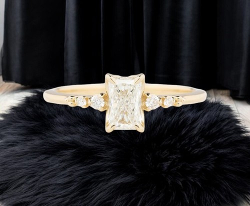 Diamond Wedding Ring 18k Yellow Gold Radiant Cut 1.25 Carat IGI GIA Lab Created - Picture 3 of 11