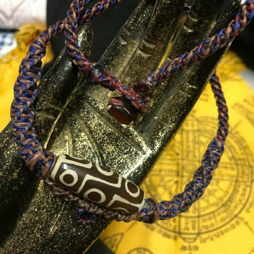 THAI AMULET DZI necklace pendant nine eye tibetan bead antique 9 eyes genuine - Picture 11 of 11