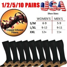 Lot of Copper Compression Socks 20-30mmHg Graduated Support Mens Womens S-XXL US