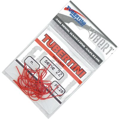 Tubertini Haken Serie 22 rot - 25 Forellenhaken, Angelhaken, Einzelhaken