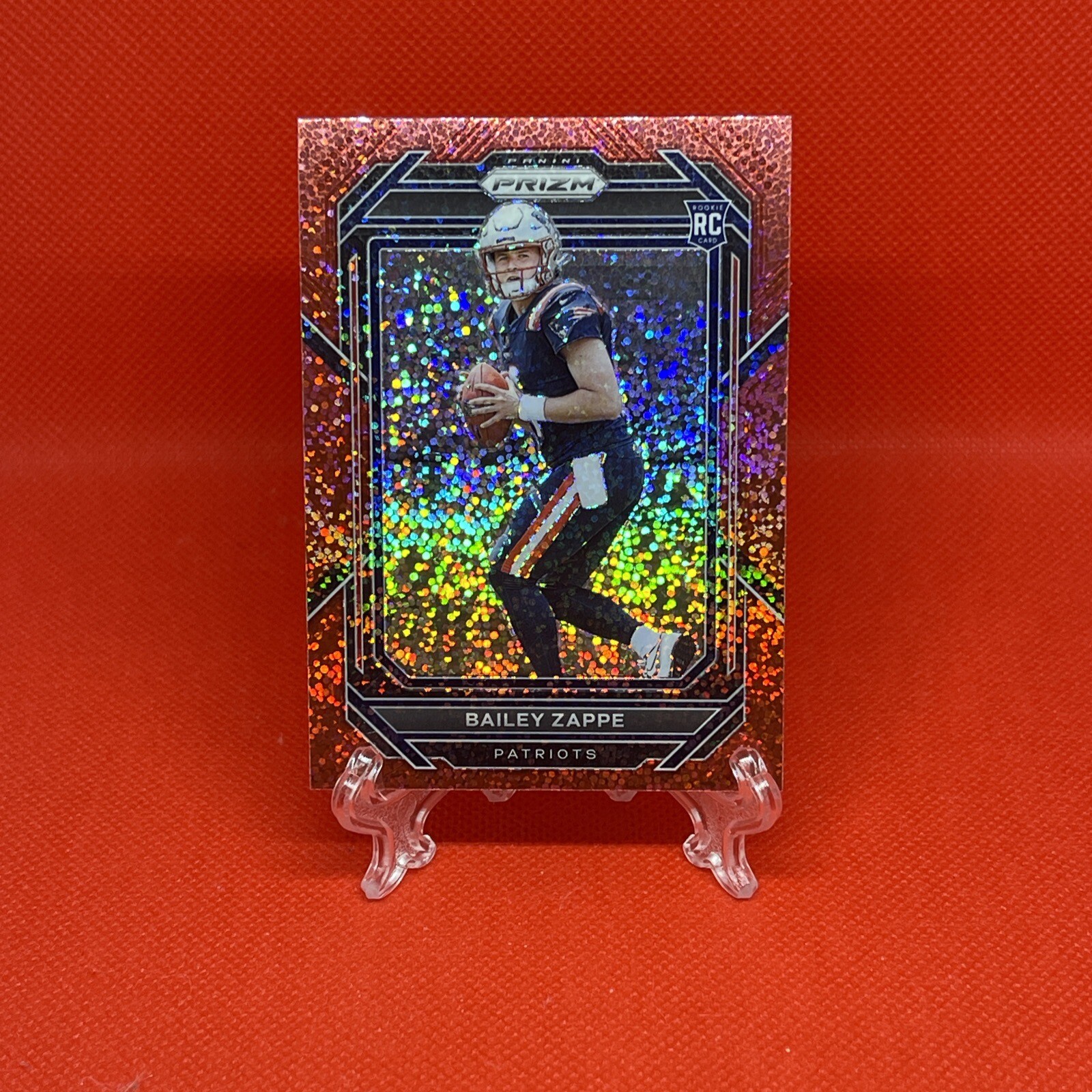 2022 Panini Prizm Bailey Zappe Red Sparkle RC #305