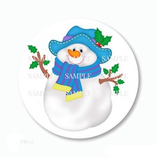 Holly Berries Christmas Holiday Snowman Labels Scrapbook Stickers Snowman Favors